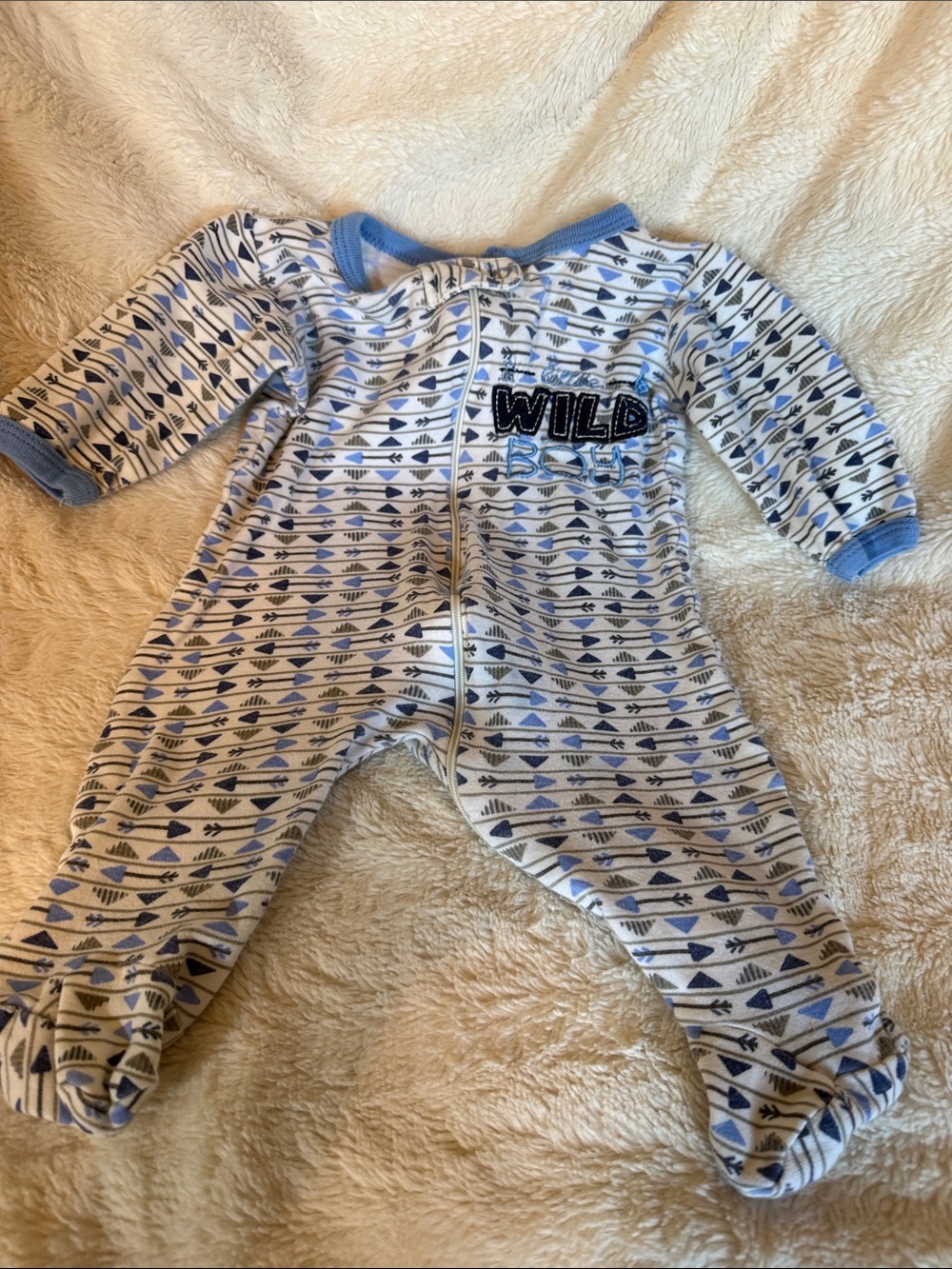 Swiggles Blue & White 'WILD' Printed Footed One-Piece